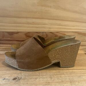 BioNatura Slide Cognac Suede Cork Sandals Mules  size 39